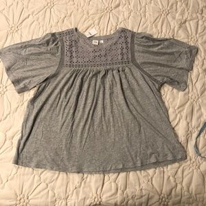 NWT GAP Top Shirt Heather Grey Gray L Large Knit